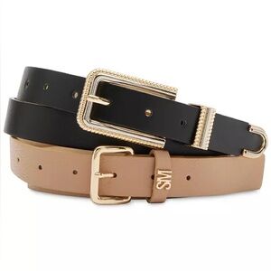 NWT Steve Madden 2-Pc. Faux-Leather Belt Set